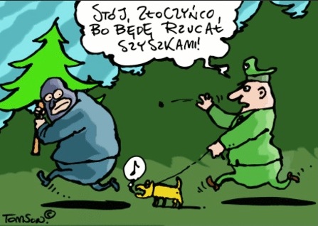 Humorystyczna grafika ze złodziejem "choinki"